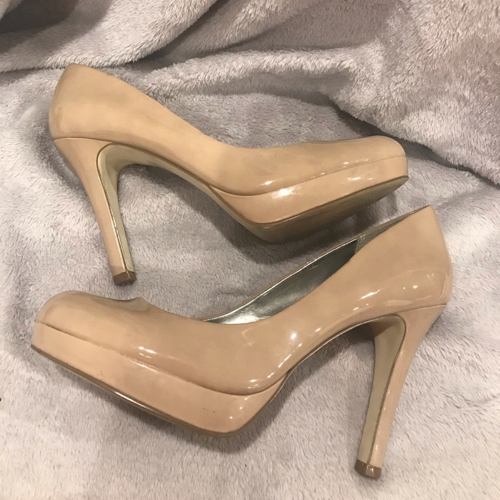 Material Girl patent Tan pumps